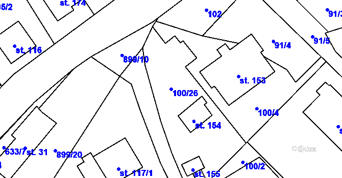 Parcela st. 100/26 v KÚ Luká, Katastrální mapa