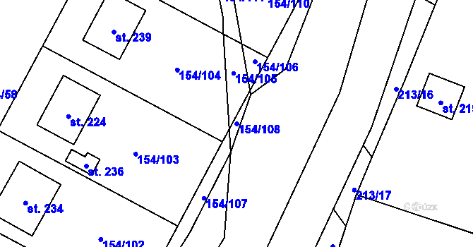 Parcela st. 154/108 v KÚ Luká, Katastrální mapa