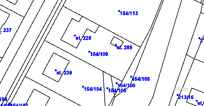 Parcela st. 154/111 v KÚ Luká, Katastrální mapa
