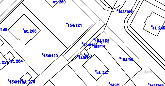 Parcela st. 154/151 v KÚ Luká, Katastrální mapa