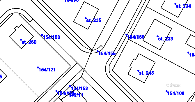 Parcela st. 154/155 v KÚ Luká, Katastrální mapa