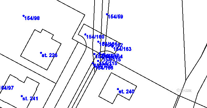 Parcela st. 154/164 v KÚ Luká, Katastrální mapa