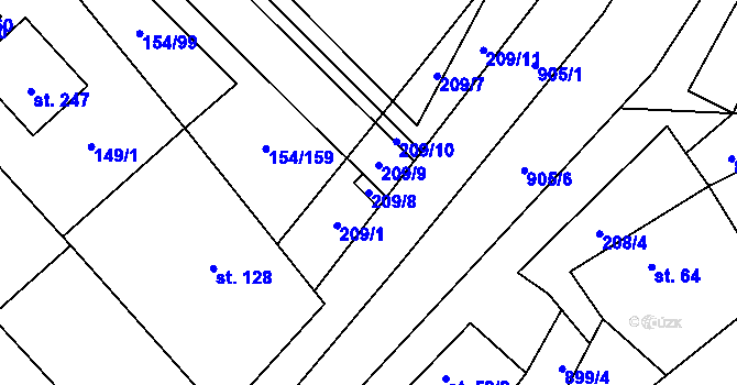 Parcela st. 209/8 v KÚ Luká, Katastrální mapa