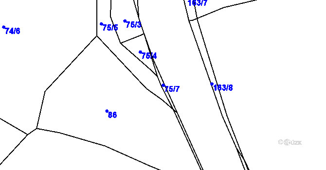 Parcela st. 75/7 v KÚ Veselíčko, Katastrální mapa