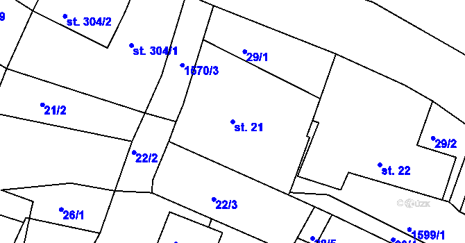 Parcela st. 21 v KÚ Luka nad Jihlavou, Katastrální mapa