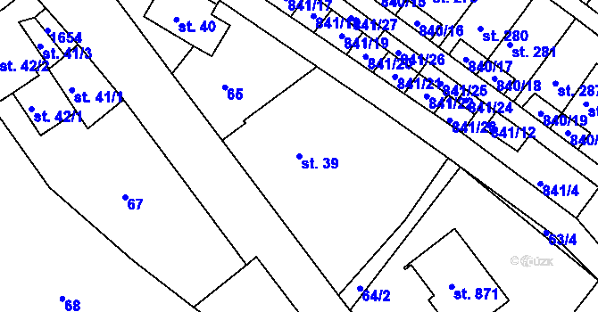 Parcela st. 39 v KÚ Luka nad Jihlavou, Katastrální mapa