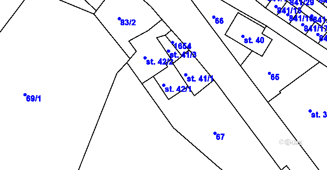 Parcela st. 42/1 v KÚ Luka nad Jihlavou, Katastrální mapa