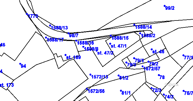 Parcela st. 47/2 v KÚ Luka nad Jihlavou, Katastrální mapa
