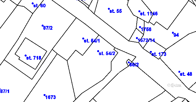 Parcela st. 54/2 v KÚ Luka nad Jihlavou, Katastrální mapa