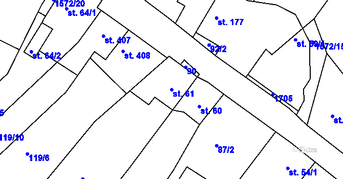 Parcela st. 61 v KÚ Luka nad Jihlavou, Katastrální mapa