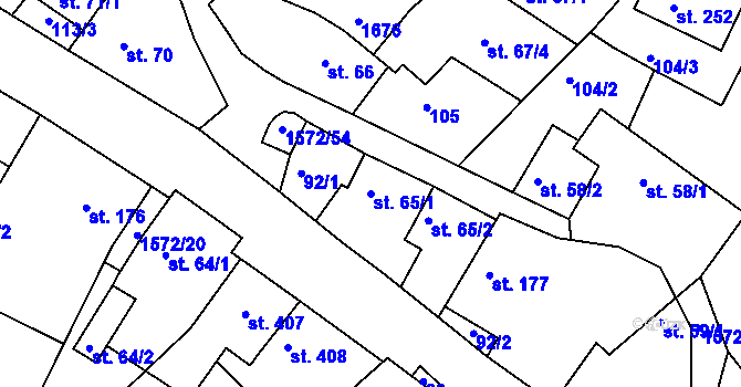 Parcela st. 65/1 v KÚ Luka nad Jihlavou, Katastrální mapa