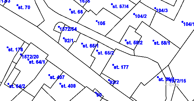 Parcela st. 65/2 v KÚ Luka nad Jihlavou, Katastrální mapa