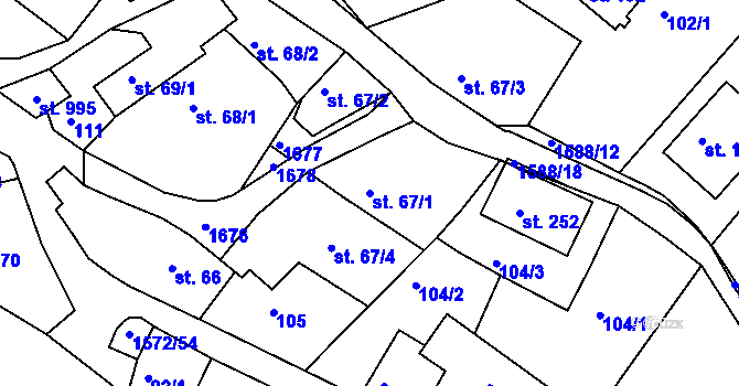 Parcela st. 67/1 v KÚ Luka nad Jihlavou, Katastrální mapa