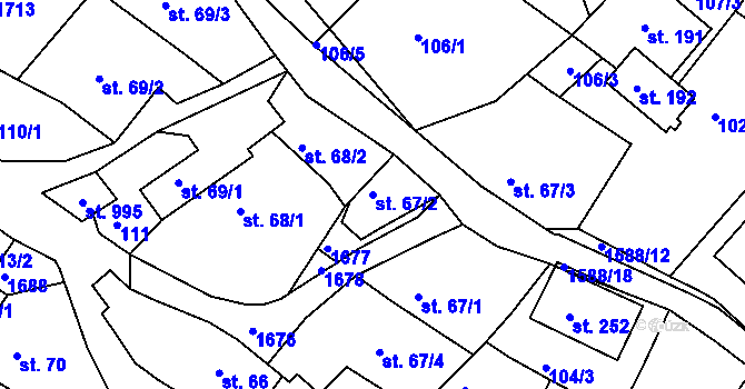 Parcela st. 67/2 v KÚ Luka nad Jihlavou, Katastrální mapa