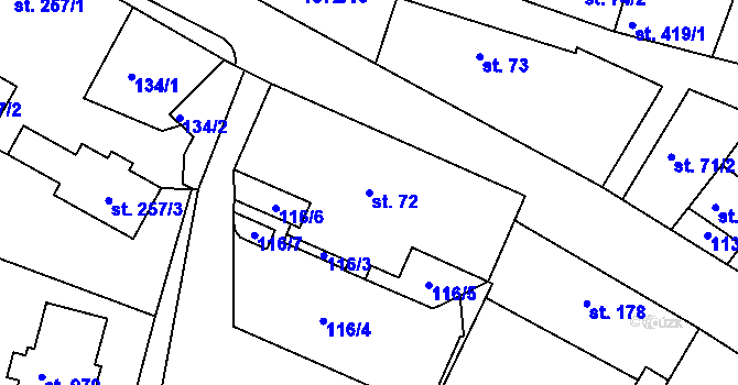 Parcela st. 72 v KÚ Luka nad Jihlavou, Katastrální mapa