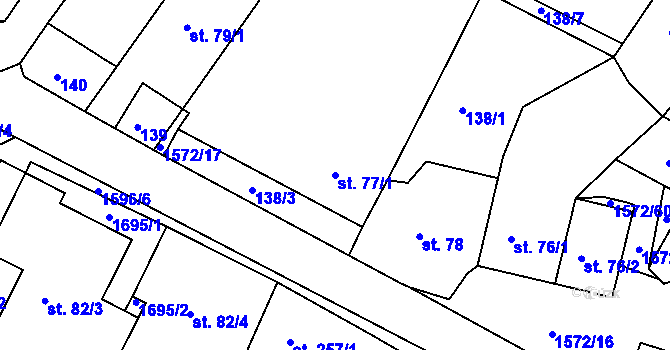 Parcela st. 77/1 v KÚ Luka nad Jihlavou, Katastrální mapa