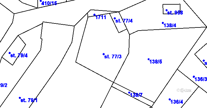Parcela st. 77/3 v KÚ Luka nad Jihlavou, Katastrální mapa