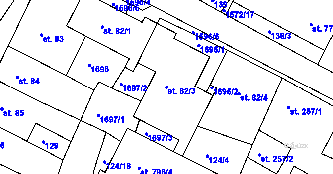 Parcela st. 82/3 v KÚ Luka nad Jihlavou, Katastrální mapa