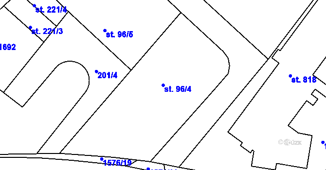 Parcela st. 96/4 v KÚ Luka nad Jihlavou, Katastrální mapa