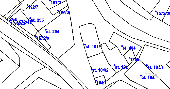 Parcela st. 101/1 v KÚ Luka nad Jihlavou, Katastrální mapa