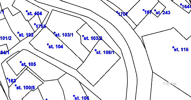 Parcela st. 108/1 v KÚ Luka nad Jihlavou, Katastrální mapa