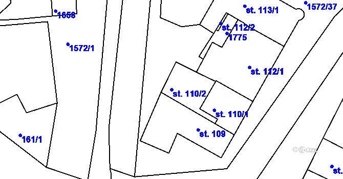 Parcela st. 110/2 v KÚ Luka nad Jihlavou, Katastrální mapa