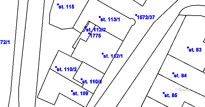 Parcela st. 112/1 v KÚ Luka nad Jihlavou, Katastrální mapa