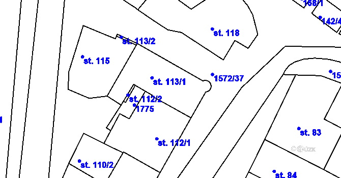 Parcela st. 113/1 v KÚ Luka nad Jihlavou, Katastrální mapa