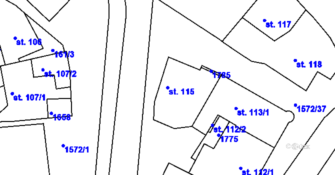 Parcela st. 115 v KÚ Luka nad Jihlavou, Katastrální mapa