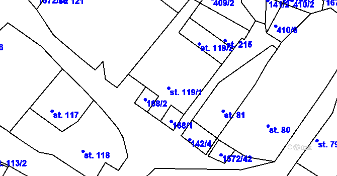 Parcela st. 119/1 v KÚ Luka nad Jihlavou, Katastrální mapa