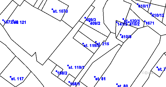 Parcela st. 119/2 v KÚ Luka nad Jihlavou, Katastrální mapa