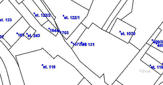 Parcela st. 121 v KÚ Luka nad Jihlavou, Katastrální mapa