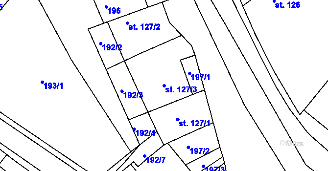 Parcela st. 127/3 v KÚ Luka nad Jihlavou, Katastrální mapa