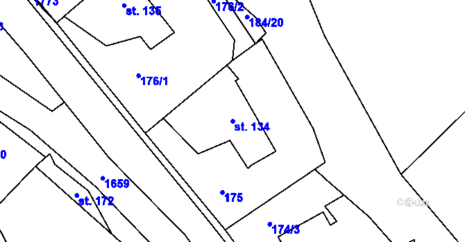 Parcela st. 134 v KÚ Luka nad Jihlavou, Katastrální mapa