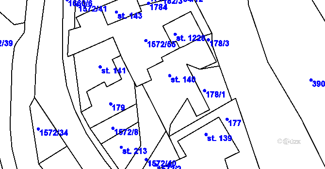 Parcela st. 140 v KÚ Luka nad Jihlavou, Katastrální mapa
