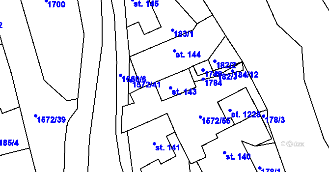 Parcela st. 143 v KÚ Luka nad Jihlavou, Katastrální mapa