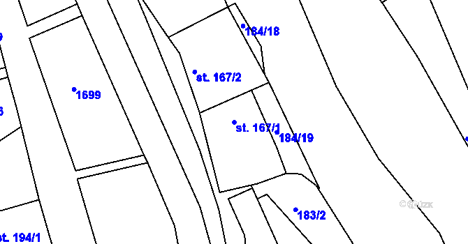 Parcela st. 167/1 v KÚ Luka nad Jihlavou, Katastrální mapa