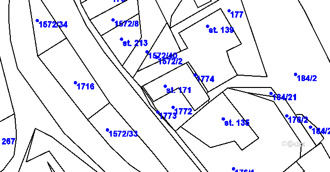 Parcela st. 171 v KÚ Luka nad Jihlavou, Katastrální mapa
