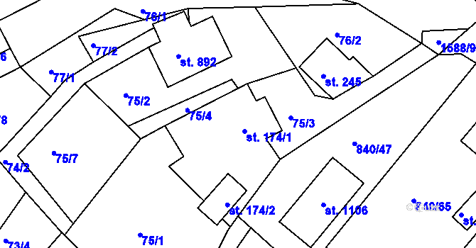 Parcela st. 174 v KÚ Luka nad Jihlavou, Katastrální mapa