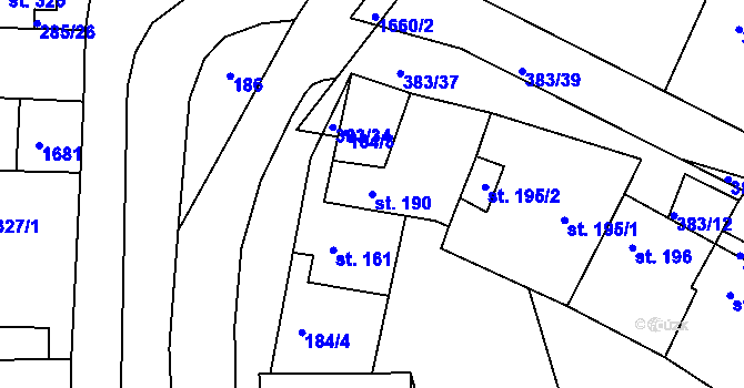 Parcela st. 190 v KÚ Luka nad Jihlavou, Katastrální mapa