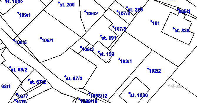 Parcela st. 192 v KÚ Luka nad Jihlavou, Katastrální mapa