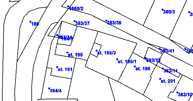Parcela st. 195/2 v KÚ Luka nad Jihlavou, Katastrální mapa