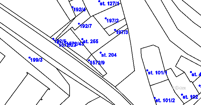 Parcela st. 204 v KÚ Luka nad Jihlavou, Katastrální mapa