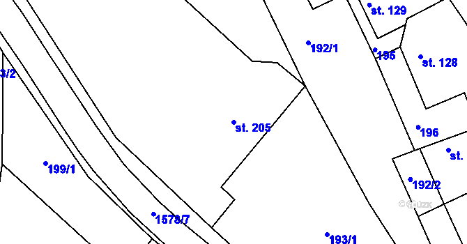 Parcela st. 205 v KÚ Luka nad Jihlavou, Katastrální mapa