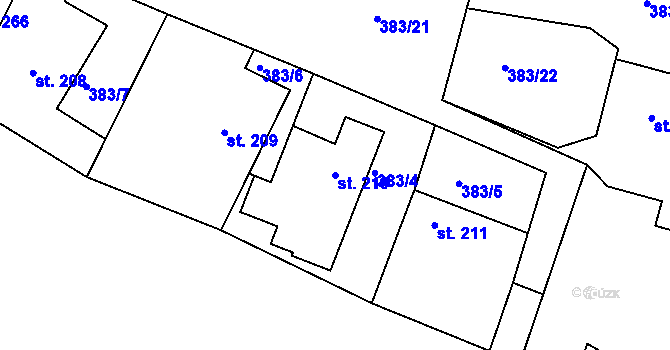 Parcela st. 210 v KÚ Luka nad Jihlavou, Katastrální mapa