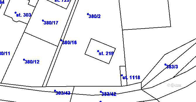 Parcela st. 219 v KÚ Luka nad Jihlavou, Katastrální mapa
