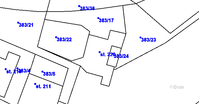 Parcela st. 220 v KÚ Luka nad Jihlavou, Katastrální mapa
