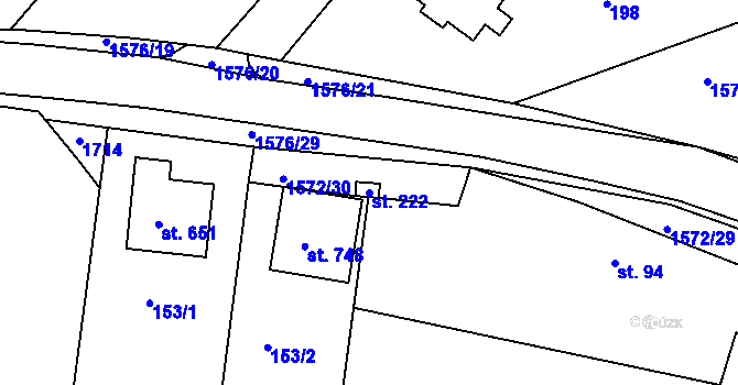 Parcela st. 222 v KÚ Luka nad Jihlavou, Katastrální mapa