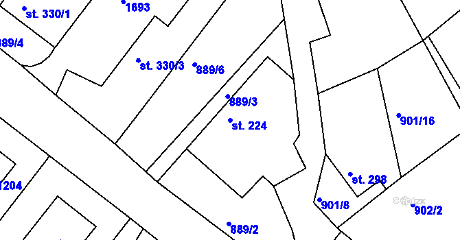 Parcela st. 224 v KÚ Luka nad Jihlavou, Katastrální mapa