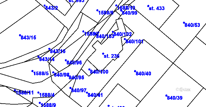 Parcela st. 236 v KÚ Luka nad Jihlavou, Katastrální mapa